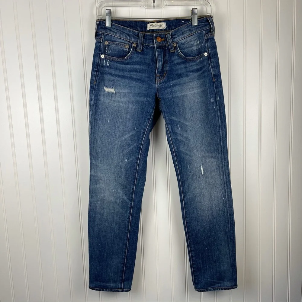 Madewell Slim Boyjean Distressed Blue Cropped 23